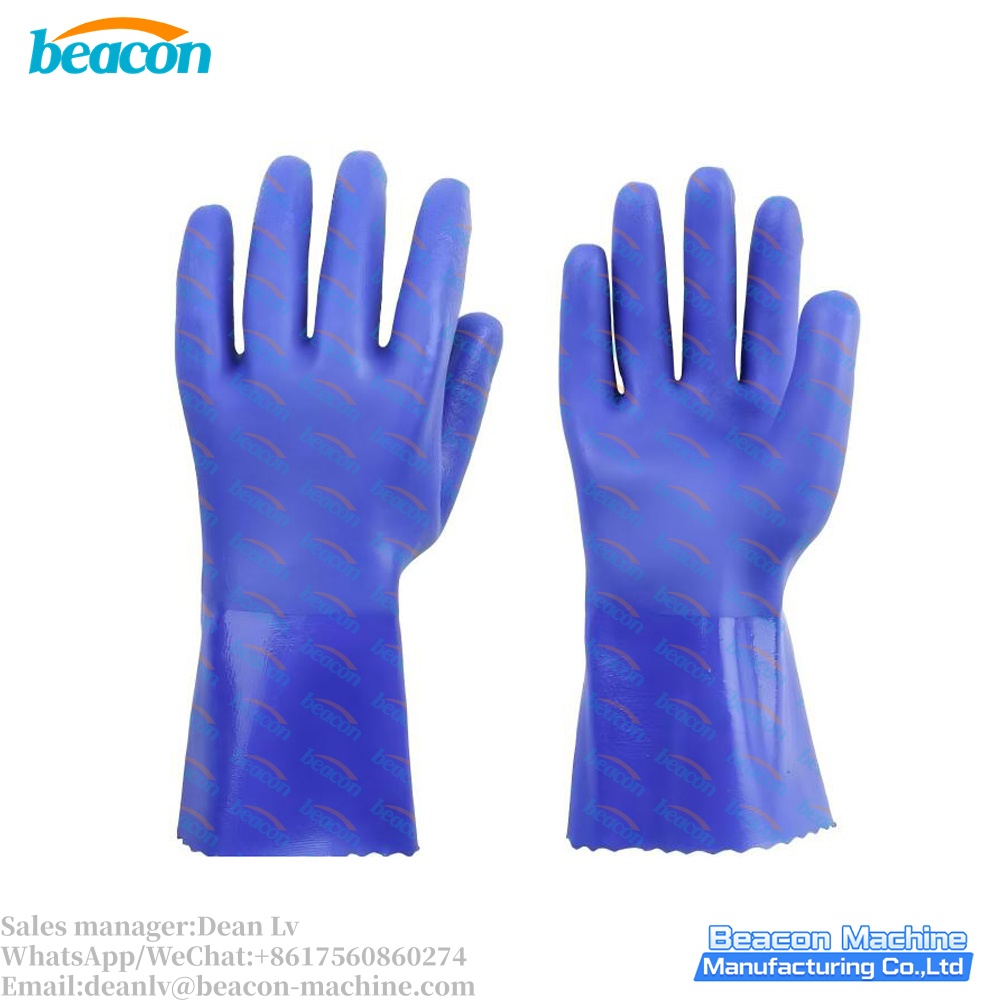 Blue PVC Coated Anti-Slip Work Gloves with Orange Grip Dots